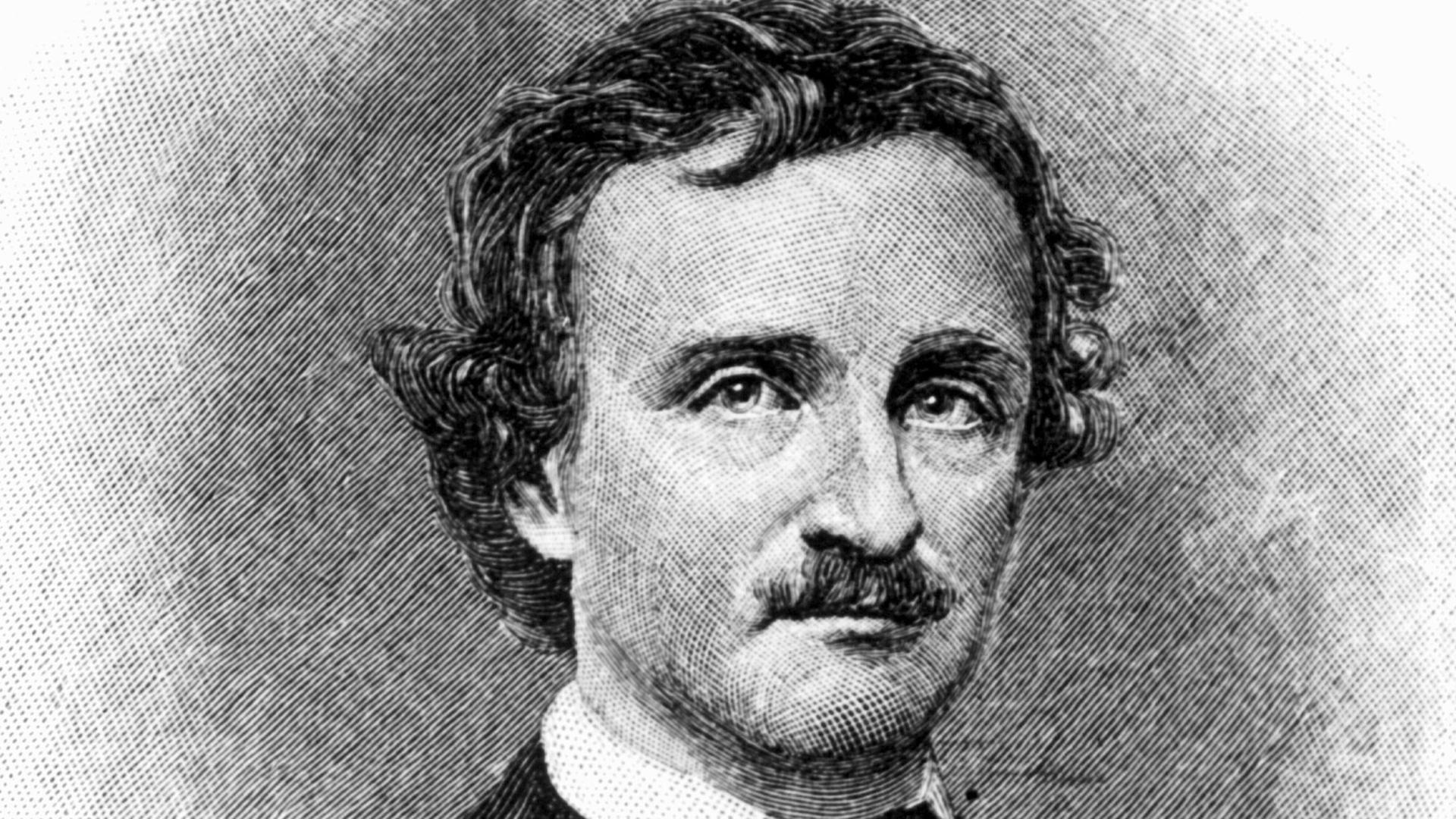 Der amerikanische Schriftsteller und Meister der Kriminalerzählung (u.a. "Der Doppelmord in der Rue Morgue") in einer zeitgenössischen Darstellung. Edgar Allan Poe wurde am 19. Januar 1809 in Boston geboren und ist am 7. Oktober 1849 in Baltimore gestorben.