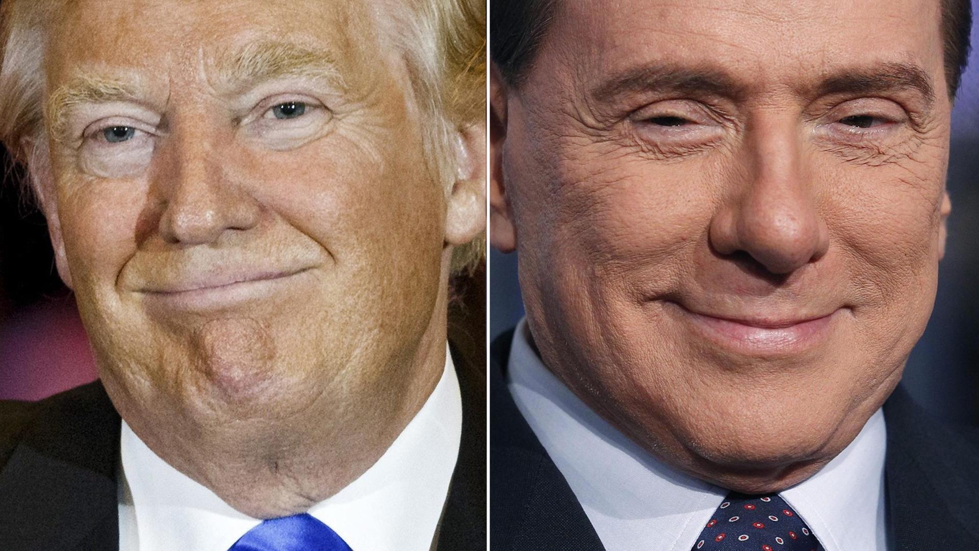 Links: Donald Trump, rechts: Silvio Berlusconi. Links: Donald Trump, rechts: Silvio Berlusconi.