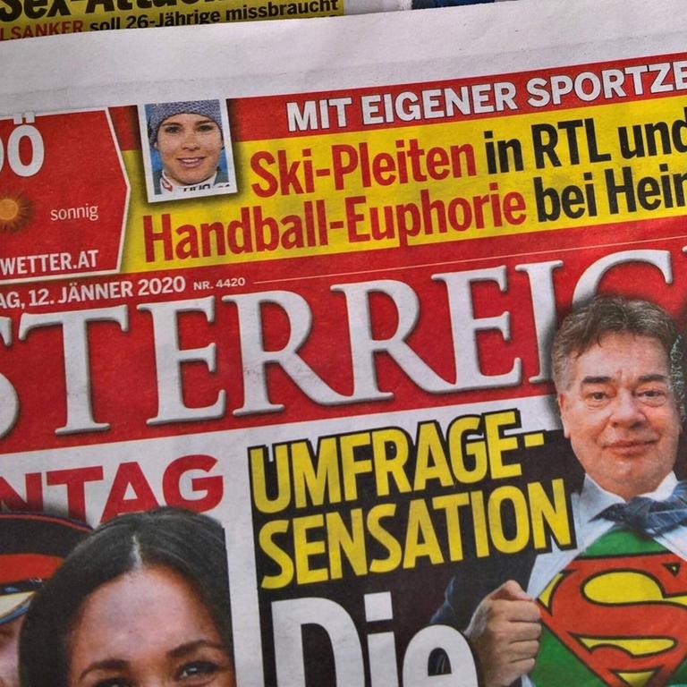 Titelseite der Tageszeitung "Österreich" vom 12.01.2020 mit der Schlagzeile "Umfragensensation" und einem Foto von Sebastian Kurz.