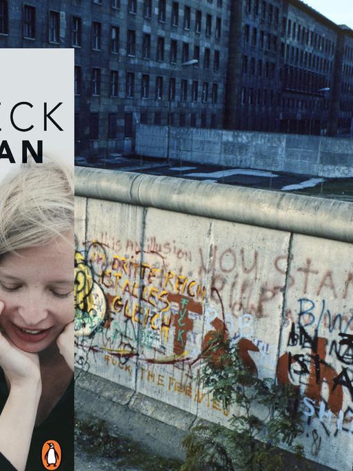 Cover von Jenny Erpenbecks Autobiographie "Kein Roman". Im Hintergrund ist ein Foto der Berliner Mauer zu sehen (vor 1989/Wilhelmstrasse).