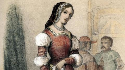 Farbige Zeichnung von Marguerite de Habsbourg, Fürstin von Asturien, Herzogin von Savoyen.