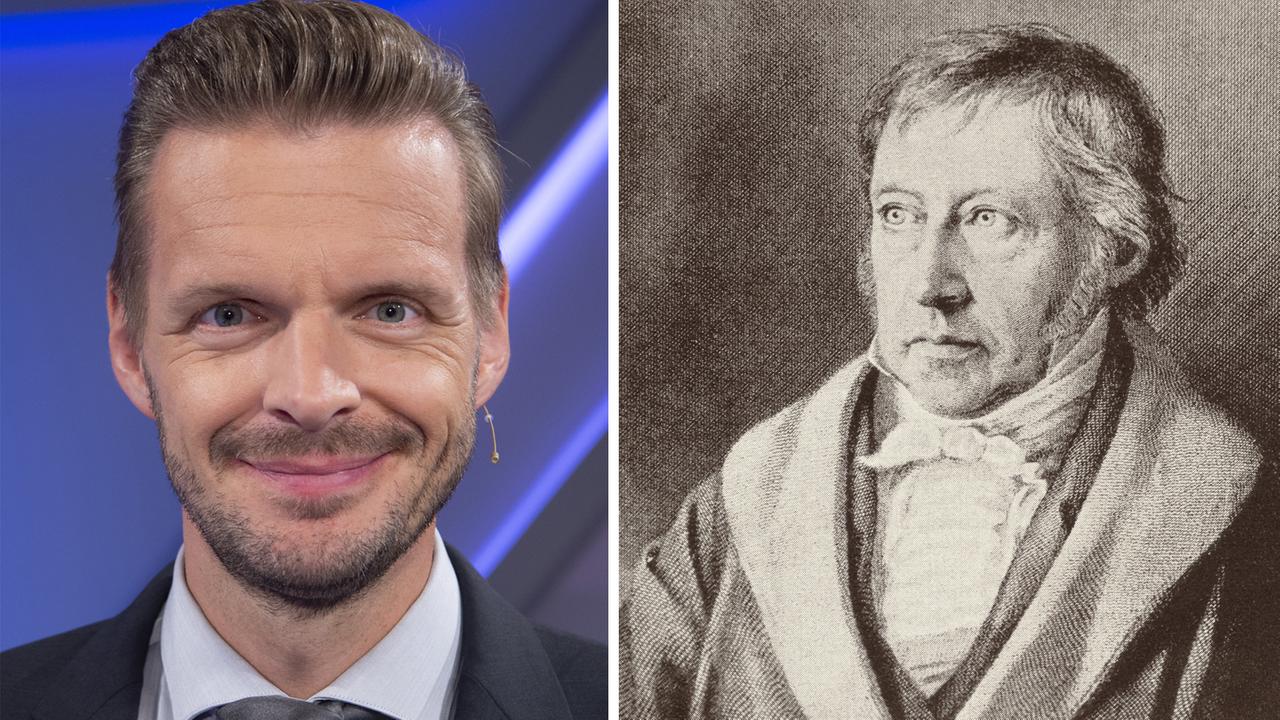 Der Kabarettist Florian Schroeder und der Philosoph Georg Wilhelm Friedrich Hegel. Der Kabarettist Florian Schroeder und der Philosoph Georg Wilhelm Friedrich Hegel.
