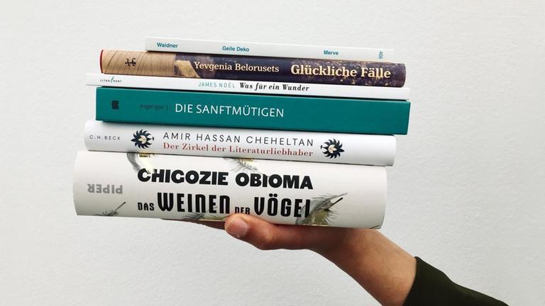 Stapel mit den Gewinner-Büchern des Internationalen Literaturpreises 2020. Stapel mit den Gewinner-Büchern des Internationalen Literaturpreises 2020.