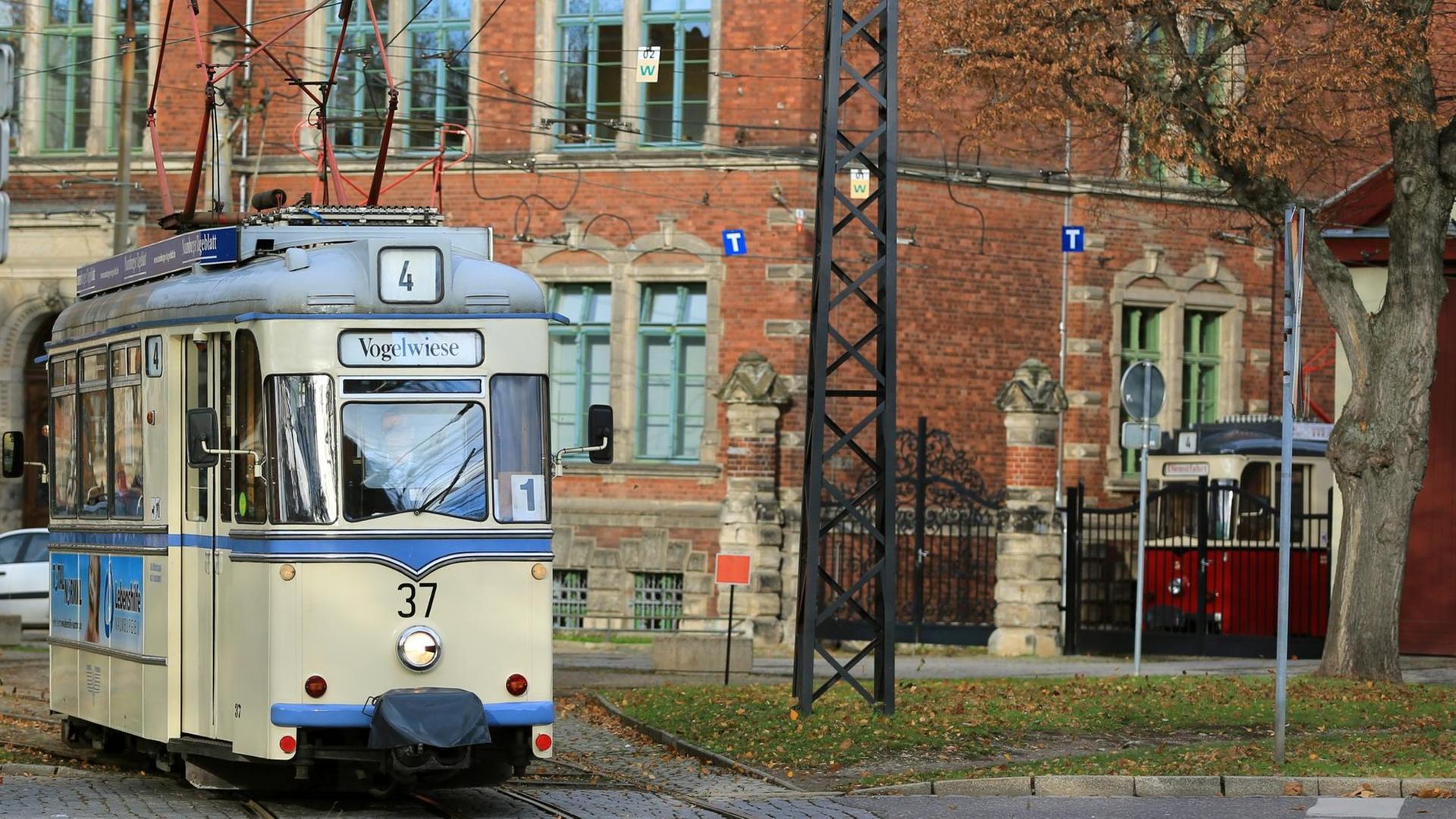 Die historische Straßenbahn "Wilde Zicke" fährt am 18.11.2016 durch Naumburg (Sachsen-Anhalt). Die Strecke der kleinsten Straßenbahn Deutschlands soll verlängert werden. Nach Stilllegung Anfang der 1990er Jahre und privatem Wiederbetrieb ist die Bahn seit 2007 wieder regulär unterwegs. Die historische Straßenbahn "Wilde Zicke" fährt am 18.11.2016 durch Naumburg (Sachsen-Anhalt). Die Strecke der kleinsten Straßenbahn Deutschlands soll verlängert werden. Nach Stilllegung Anfang der 1990er Jahre und privatem Wiederbetrieb ist die Bahn seit 2007 wieder regulär unterwegs.
