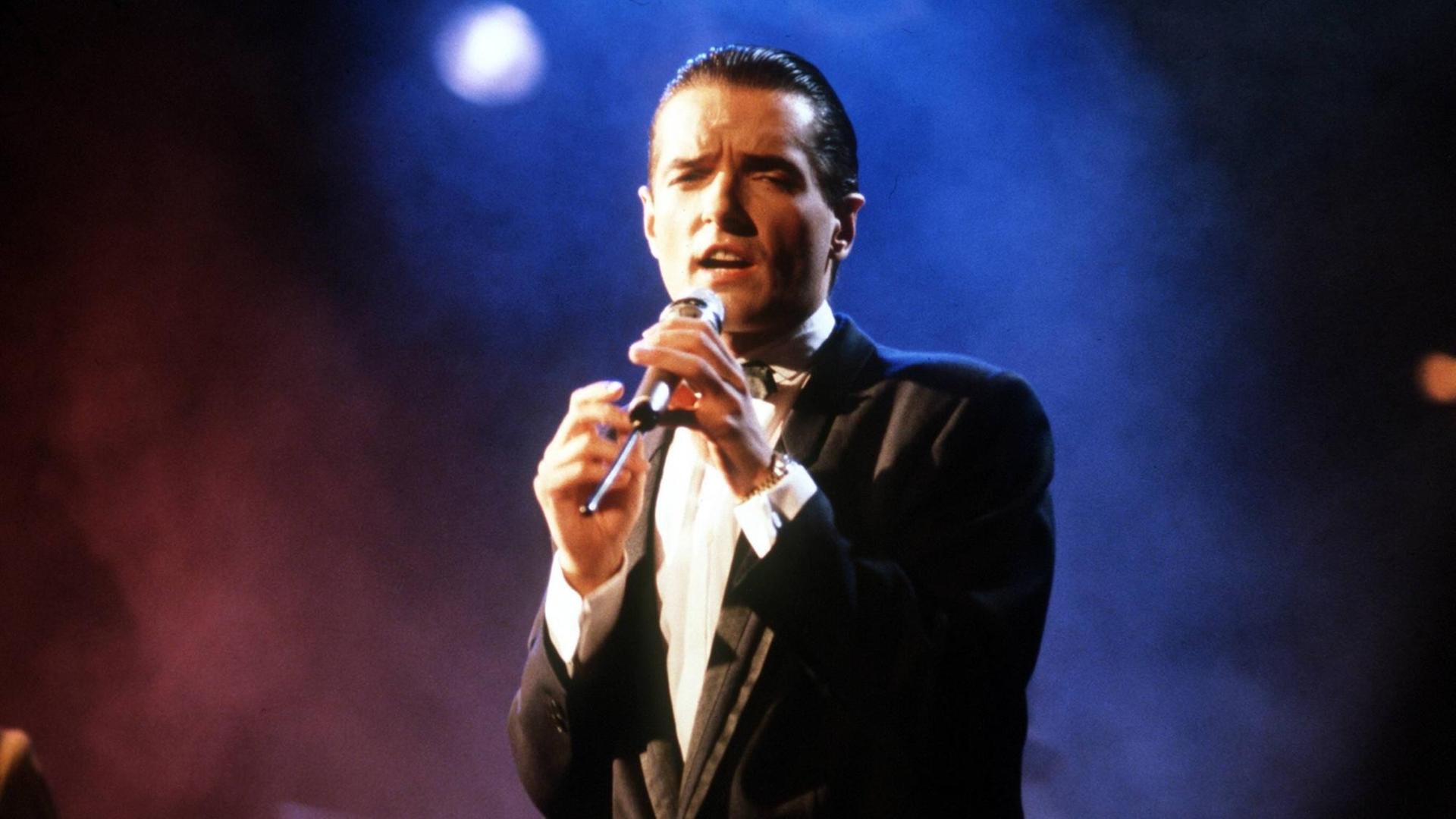 Der Sänger Falco am 19. Juni 1984 auf einem Konzert in Köln.