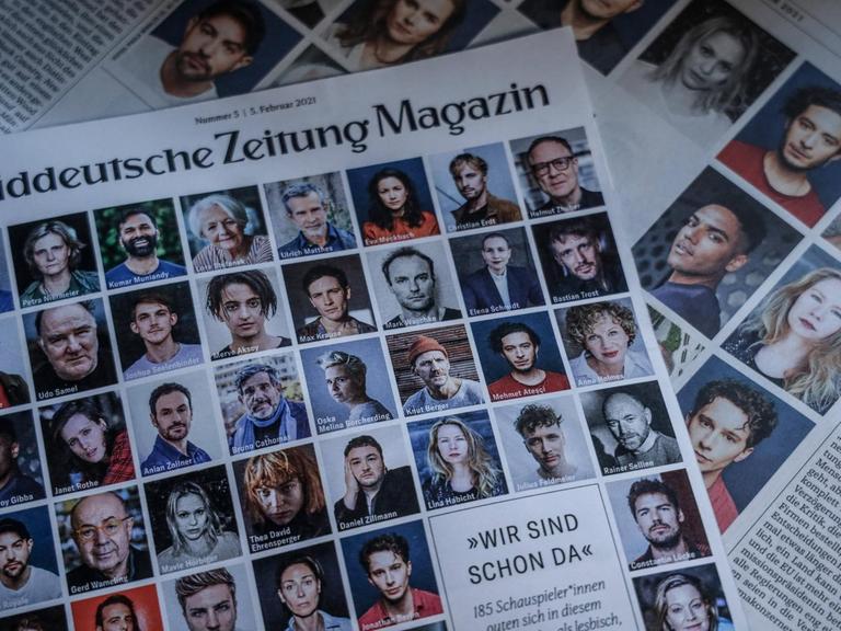 Die Titelseite des Süddeutsche Zeitung Magazin zeigt die Porträts zahlreicher Schauspieler mit dem Titel "Wir sind schon da".