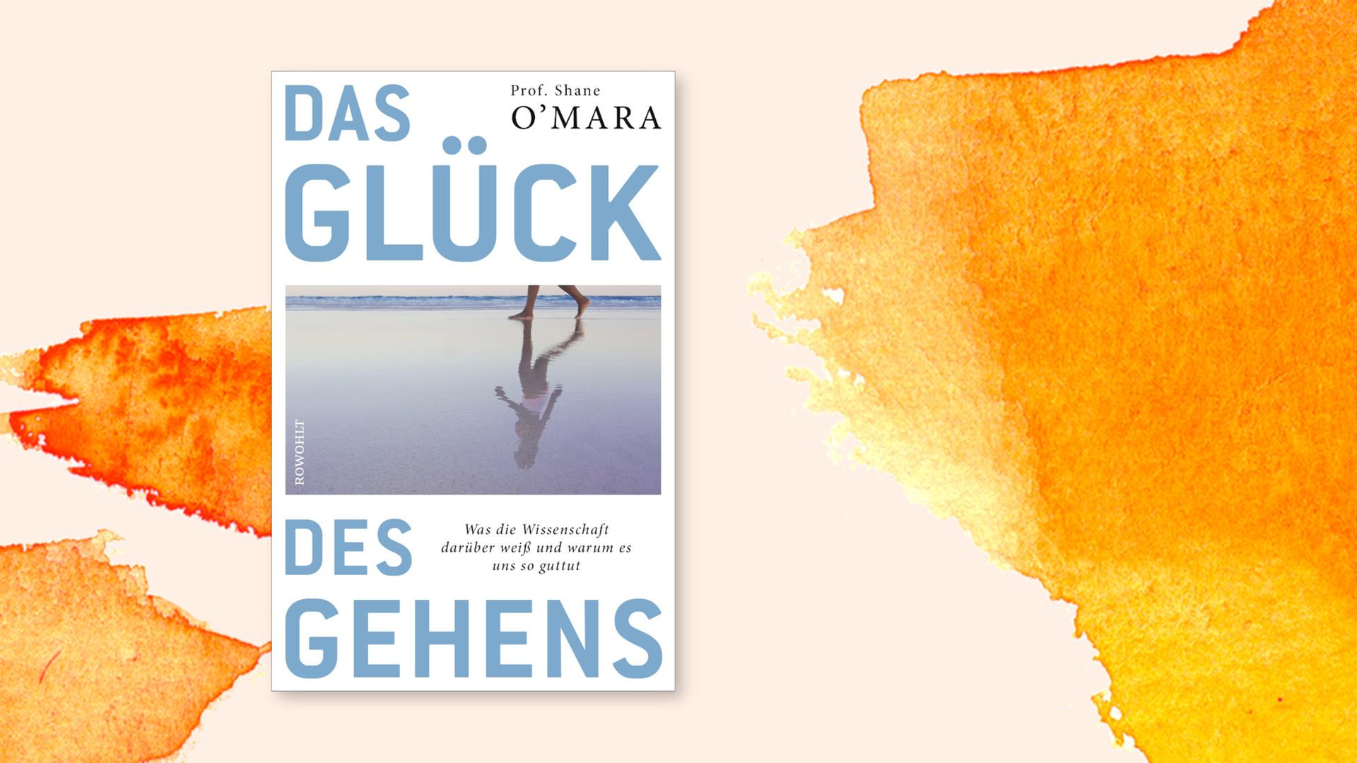 Cover Shane O´Mara: "Das Glück des Gehens. Was die Wissenschaft darüber weiß und warum es uns so guttut" vor Aquarell-Hintergrund Cover Shane O´Mara: "Das Glück des Gehens. Was die Wissenschaft darüber weiß und warum es uns so guttut" vor Aquarell-Hintergrund