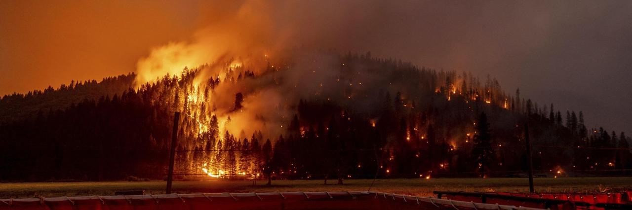 USA, Genesee: Die Flammen des Feuers in Kalifornien breiten sich aus. USA, Genesee: Die Flammen des Feuers in Kalifornien breiten sich aus.
