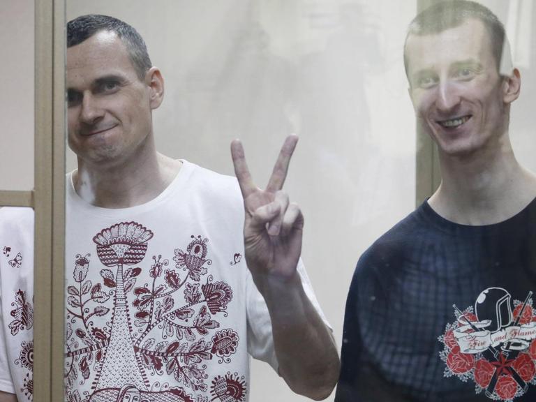 Regisseur Oleg Senzow (links) und Aktivist Alexander Koltschenko müssen viele Jahre in Haft.