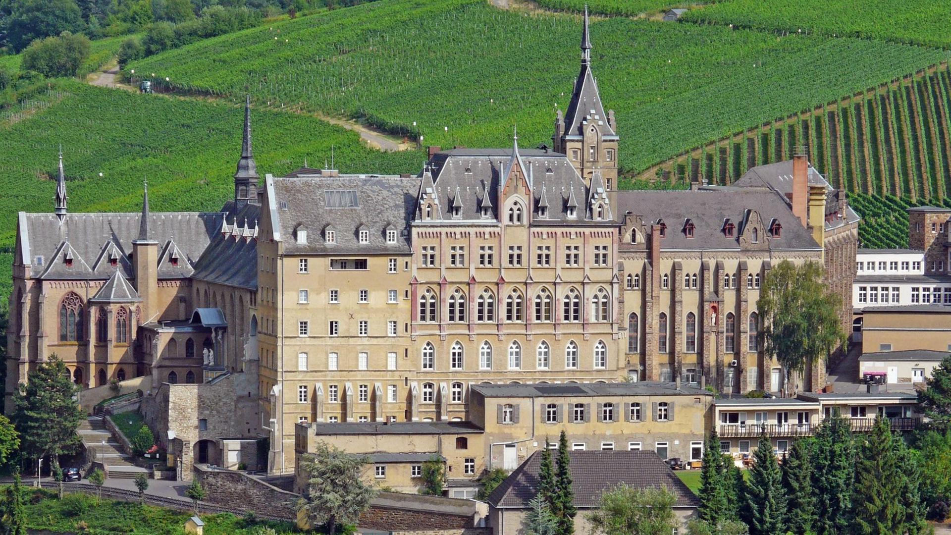 Ein riesiges Kloster umringt von Weinbergen Ein riesiges Kloster umringt von Weinbergen