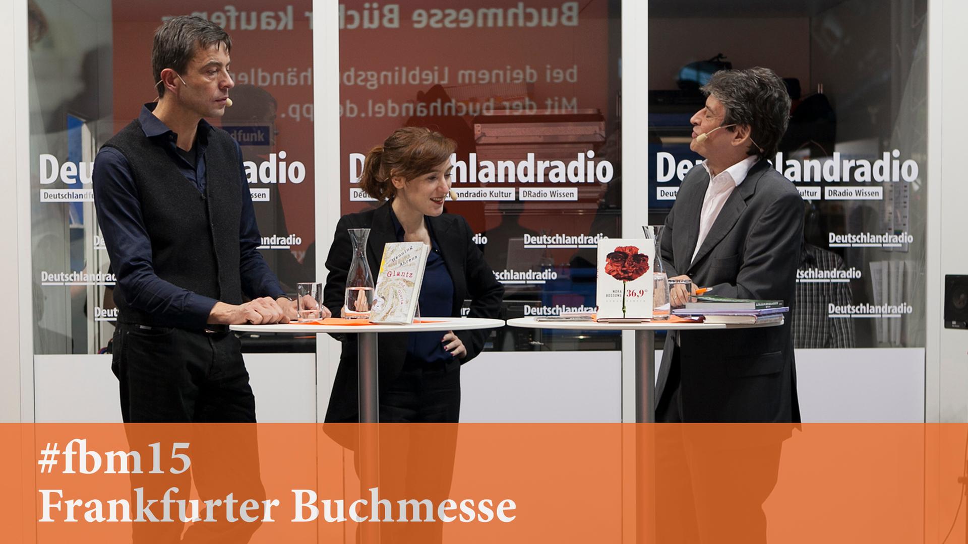 Nora Bossong und Henning Ahrens im Gespräch mit Joachim Scholl bei der Frankfurter Buchmesse 2015. Nora Bossong und Henning Ahrens im Gespräch mit Joachim Scholl bei der Frankfurter Buchmesse 2015.