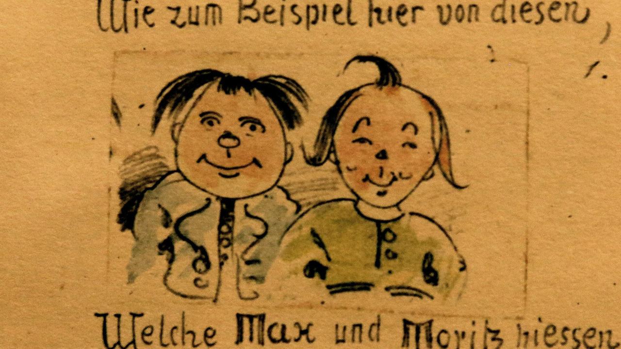 Das erste Bild der sieben Streiche von Max und Moritz, erdacht und gezeichnet von Wilhelm Busch, aufgenommen am 11.09.2014 in der Ludwiggalerie Schloss Oberhausen (Nordrhein-Westfalen). Die Ausstellung "Streich auf Streich" "150 Jahre deutschsprachige Comics seit Max und Moritz". Das erste Bild der sieben Streiche von Max und Moritz, erdacht und gezeichnet von Wilhelm Busch, aufgenommen am 11.09.2014 in der Ludwiggalerie Schloss Oberhausen (Nordrhein-Westfalen). Die Ausstellung "Streich auf Streich" "150 Jahre deutschsprachige Comics seit Max und Moritz".
