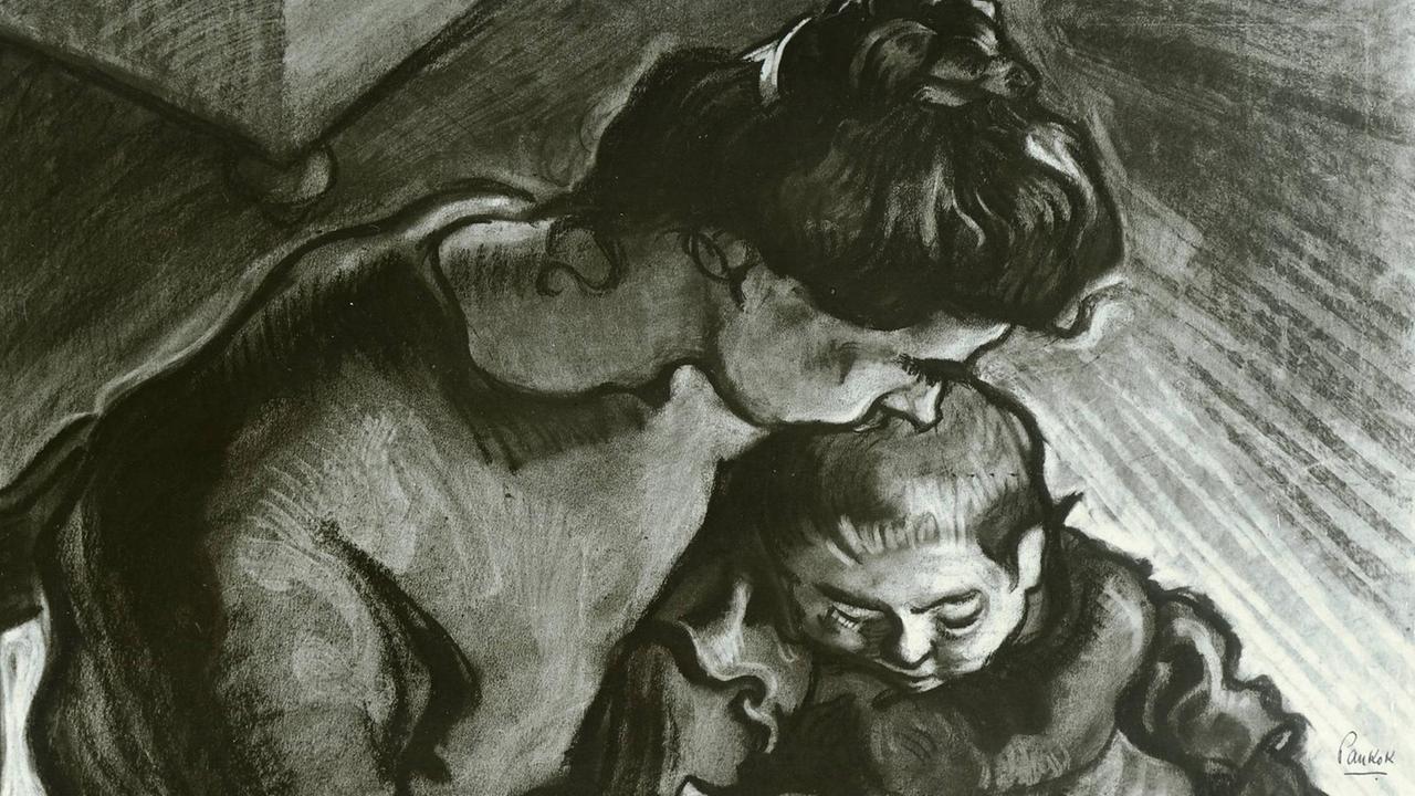 Die Aufnahme zeigt die Kohlezeichnung von Otto Pankok "Schittlacks Rosa mit Kind" von 1918 (undatiertes Handout). Die Galerie Albstadt zeigt vom 1. Juli bis zum 23. Oktober mehr als 150 Werke von Otto Pankok (1893-1966). Damit werde seine Arbeit erstmals im S Die Aufnahme zeigt die Kohlezeichnung von Otto Pankok "Schittlacks Rosa mit Kind" von 1918 (undatiertes Handout). Die Galerie Albstadt zeigt vom 1. Juli bis zum 23. Oktober mehr als 150 Werke von Otto Pankok (1893-1966). Damit werde seine Arbeit erstmals im S