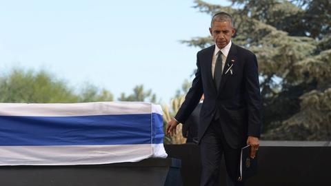 US-Präsident Barack Obama bei der Trauerfeier für Shimon Peres.