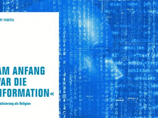 Cover des Buches "Am Anfang war die Information" vor blauem Hintergrund.