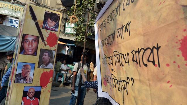 Demonstrationen in Bangladesch für Pressefreiheit.