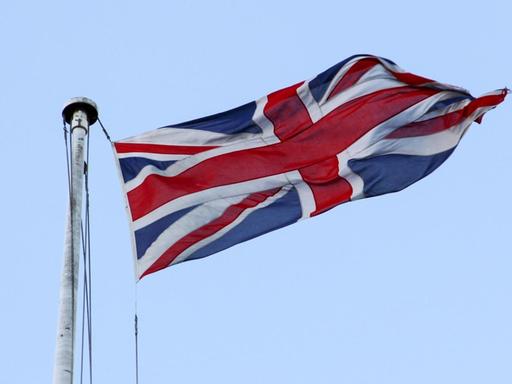 London: Britischer Union Jack an Fahnenmast. Foto vom 9. Januar 2014.