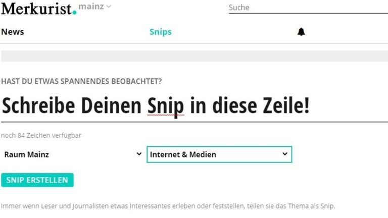Ein Screenshot von Merkurist.de, der die "Snip"-Funktion erklärt.