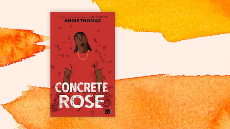 Das Buchcover "Concrete Rose" von Angie Thomas ist vor einem grafischen Hintergrund zu sehen. Das Buchcover "Concrete Rose" von Angie Thomas ist vor einem grafischen Hintergrund zu sehen.