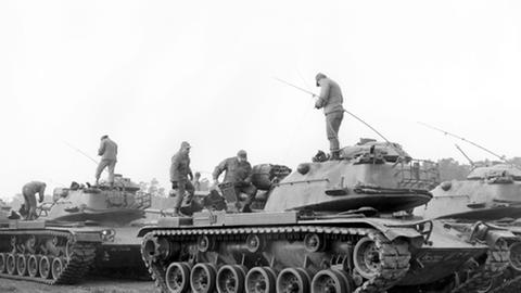 Panzer der US-Armee am 13.01.1973 in der Nähe der Rhine Ordnance Barracks in Kaiserslautern.