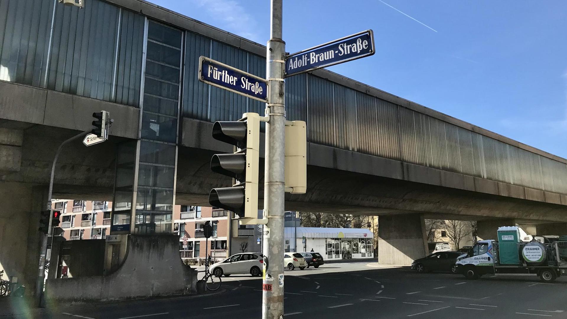 Fürther Straße, Ecke Adolf-Braun-Straße in Nürnberg Fürther Straße, Ecke Adolf-Braun-Straße in Nürnberg