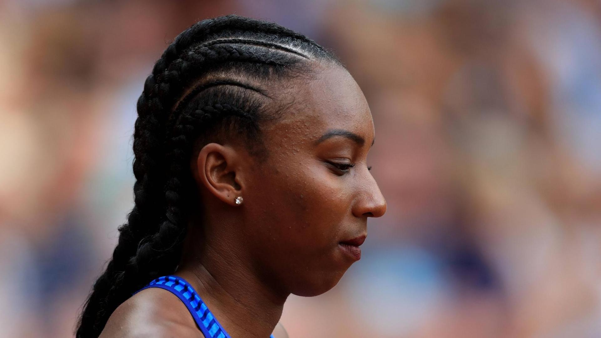 Bianca Williams bereitet sich auf den 100-Meter-Endlauf der Damen vor am 21.07.2018 Bianca Williams bereitet sich auf den 100-Meter-Endlauf der Damen vor am 21.07.2018