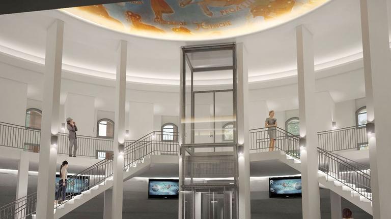 Animation des neuen mehrstöckigen Foyers, das einen barrierefreien Zugang ermöglicht