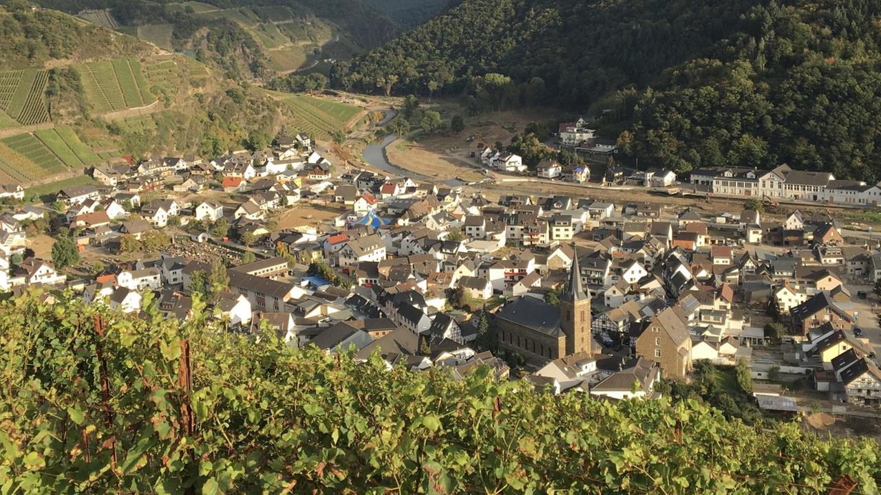 Blick auf den den Ort Dernau im Ahrtal. Blick auf den den Ort Dernau im Ahrtal.