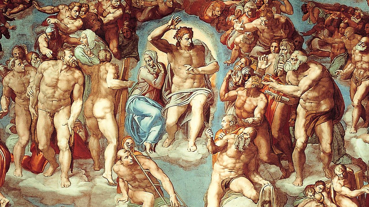 Innenaufnahme der Sixtinischen Kapelle mit Michelangelos berühmten Fresko "Das Jüngste Gericht" (1536-1541). Die Kapelle mit ihren berühmten Fresken wurde 1980 von der Unesco als Kulturdenkmal in die Liste des Welterbes aufgenommen. Undatierte Aufnahme.