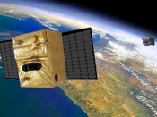 Feuermelder in der Umlaufbahn: Das DLR-Satelliten-Tandem FIREBIRD, besteht aus dem bereits im Orbit befindlichen Satelliten TET-1 und BIROS Feuermelder in der Umlaufbahn: Das DLR-Satelliten-Tandem FIREBIRD, besteht aus dem bereits im Orbit befindlichen Satelliten TET-1 und BIROS