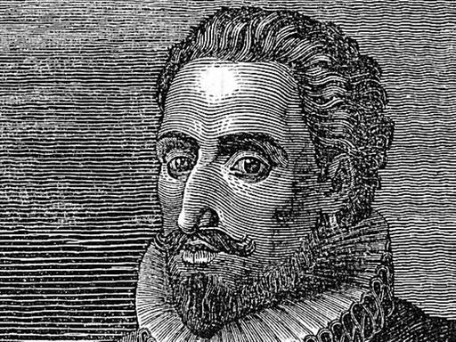 Zeitgenössische Darstellung des spanischen Schriftstellers und Dichters Miguel de Cervantes Saavedra (1547-1616). Sein Hauptwerk ist der "Don Quijote".