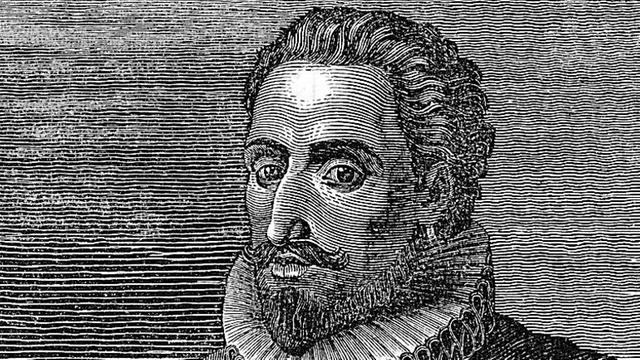 Zeitgenössische Darstellung des spanischen Schriftstellers und Dichters Miguel de Cervantes Saavedra (1547-1616). Sein Hauptwerk ist der "Don Quijote".