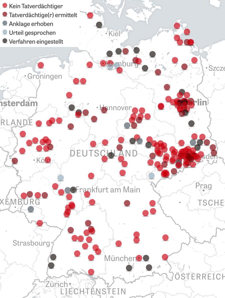 Nur wenige Täter wurden bei Angriffen auf Flüchtlingsheimen bislang ermittelt (2.12.2015). Nur wenige Täter wurden bei Angriffen auf Flüchtlingsheimen bislang ermittelt (2.12.2015).
