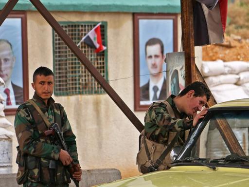 Der Konmtrollpunkt Wafideen vor Damaskus