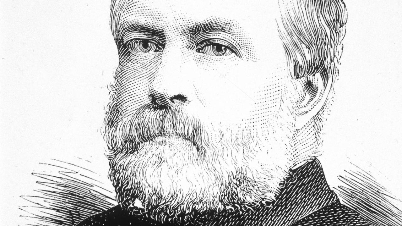 Porträtzeichnung des schottischen Forschers und "Challenger"-Expeditionsleiters Sir Charles Wyville Thomson Porträtzeichnung des schottischen Forschers und "Challenger"-Expeditionsleiters Sir Charles Wyville Thomson