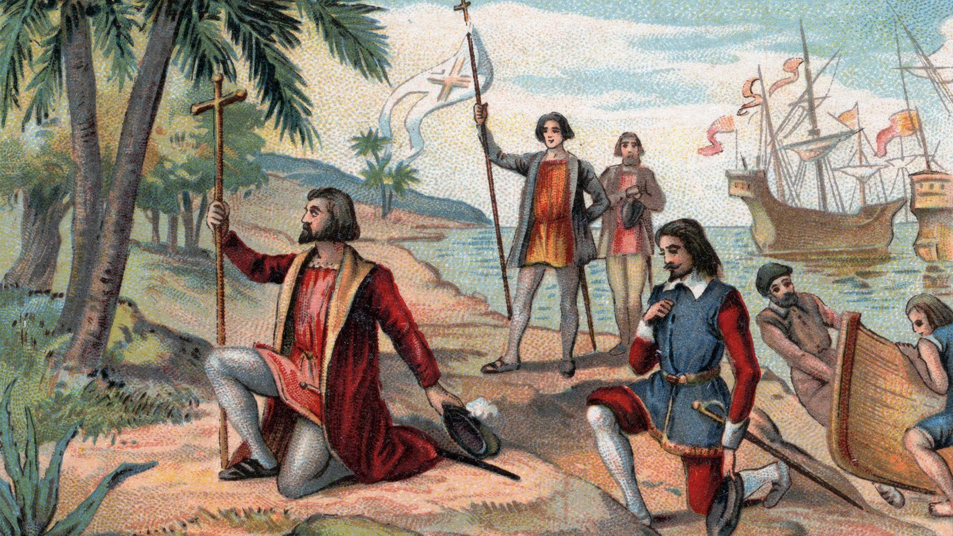 Wann Hat Christoph Kolumbus Amerika Entdeckt Vor 525 Jahren - Christoph Kolumbus geht in Amerika an Land