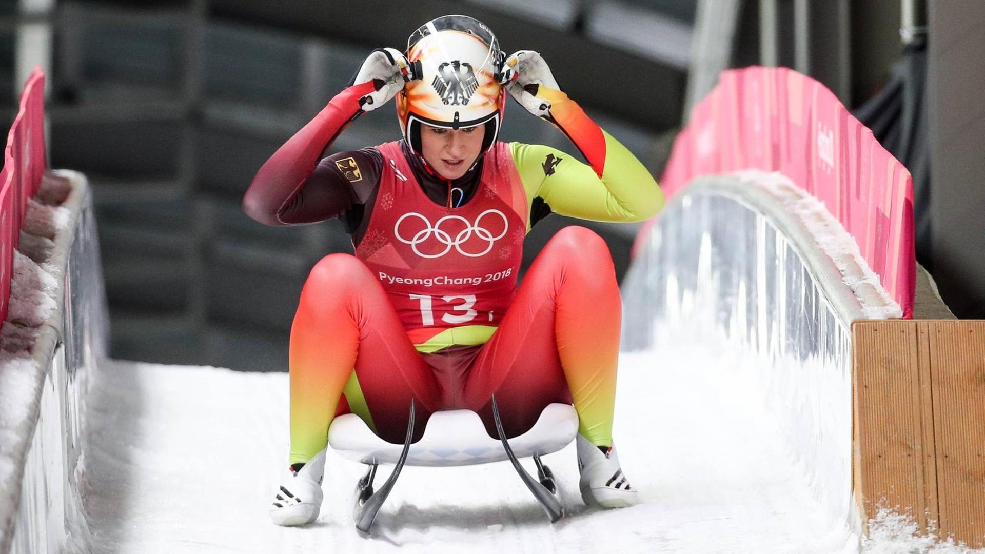 Natalie Geisenberger, Goldmedaillengewinnerin der Olympischen Winterspiele von Pyeongchang 2018 Natalie Geisenberger, Goldmedaillengewinnerin der Olympischen Winterspiele von Pyeongchang 2018