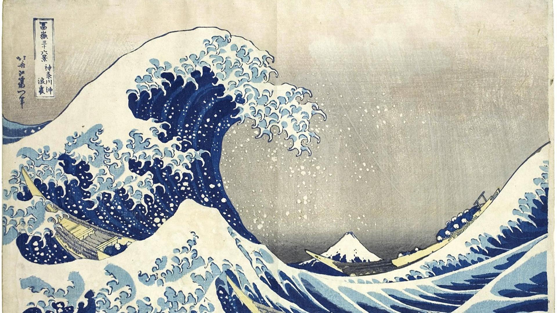 Das undatierte Handout zeigt den Holzschnitt "Unter der Woge vor der Küste von Kanagawa" des japanischen Künstlers Katsushika Hokusai (1760-1849). Das undatierte Handout zeigt den Holzschnitt "Unter der Woge vor der Küste von Kanagawa" des japanischen Künstlers Katsushika Hokusai (1760-1849).