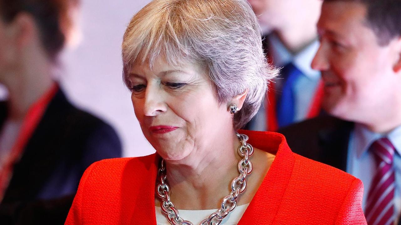 Die britische Premierministerin Theresa May beim EU-Gipfel in Salzburg (20.9.2018). Die britische Premierministerin Theresa May beim EU-Gipfel in Salzburg (20.9.2018).