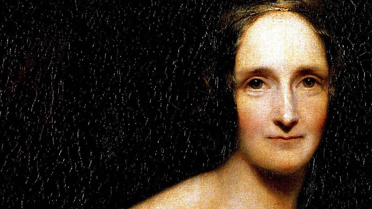 Ein gemaltes Porträt der Schriftstellerin Mary Shelley aus dem 19. Jahrhundert. Sie blickt den Betrachter ernst und frontal an, der Hintergrund ist schwarz. Ein gemaltes Porträt der Schriftstellerin Mary Shelley aus dem 19. Jahrhundert. Sie blickt den Betrachter ernst und frontal an, der Hintergrund ist schwarz.