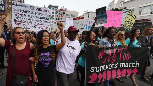 "#MeToo"-Protest in Hollywood, Opfer von protestieren gegen sexuelle Gewalt und Belästigung.