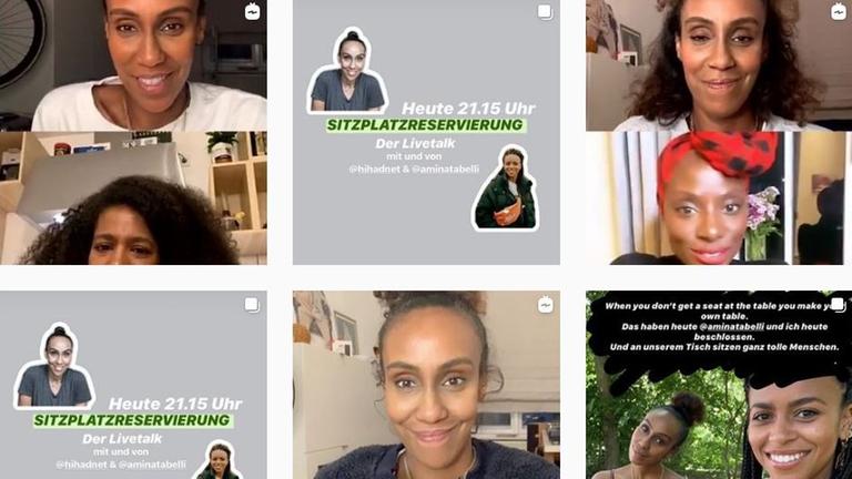 Hadnet Tesfai und weitere Schwarze Menschen sprechen in der Instagram-Runde "Sitzplatzreservierung" über Rassismus. Hadnet Tesfai und weitere Schwarze Menschen sprechen in der Instagram-Runde "Sitzplatzreservierung" über Rassismus.