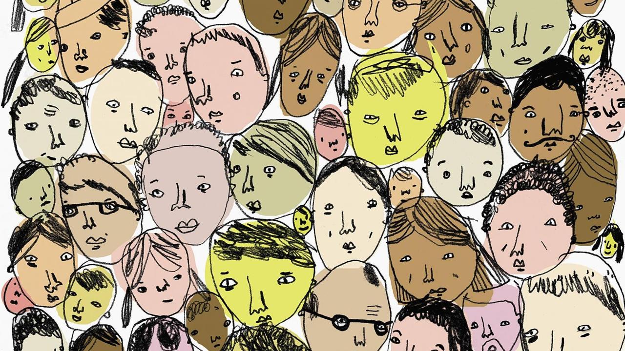 Illustration: Menge unterschiedlicher Menschen dicht beeinander Illustration: Menge unterschiedlicher Menschen dicht beeinander