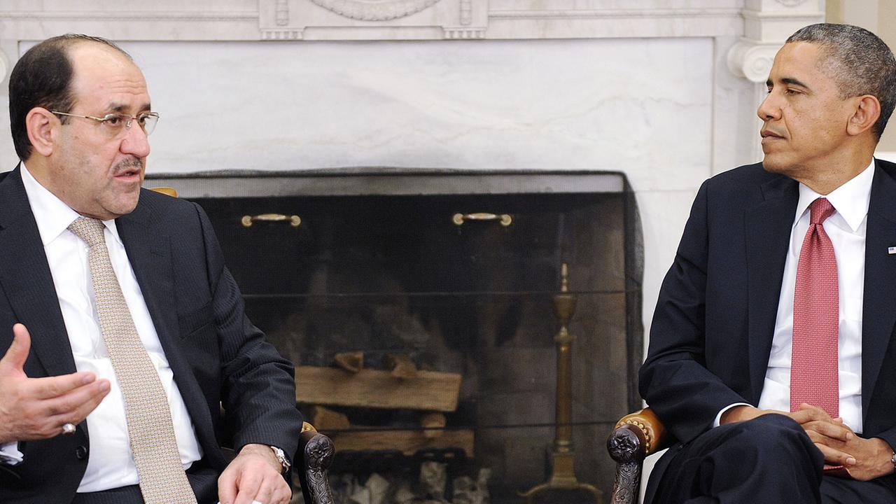 Nuri al-Maliki im Gespräch mit US-Präsident Barack Obama. Nuri al-Maliki im Gespräch mit US-Präsident Barack Obama.
