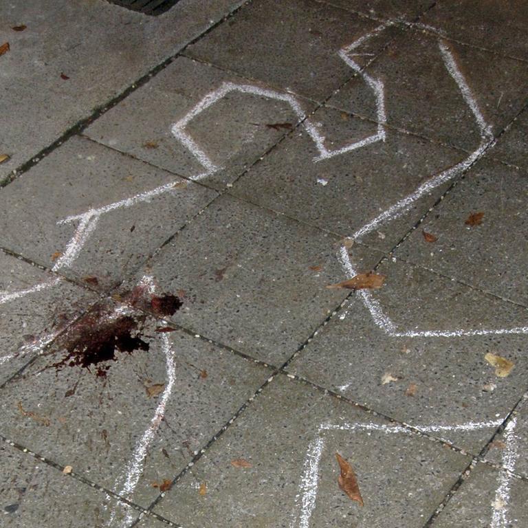 Tatort-Skizze einer Leiche anlässlich einer Lesung.