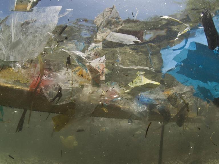 Unterwasseraufnahme: Plastikmüll im Pazifischen Ozean vor der Küste der Philippinen