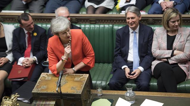Großbritanniens Premierministerin Theresa may spricht am 27.02.2019 vor dem britischen Unterhaus