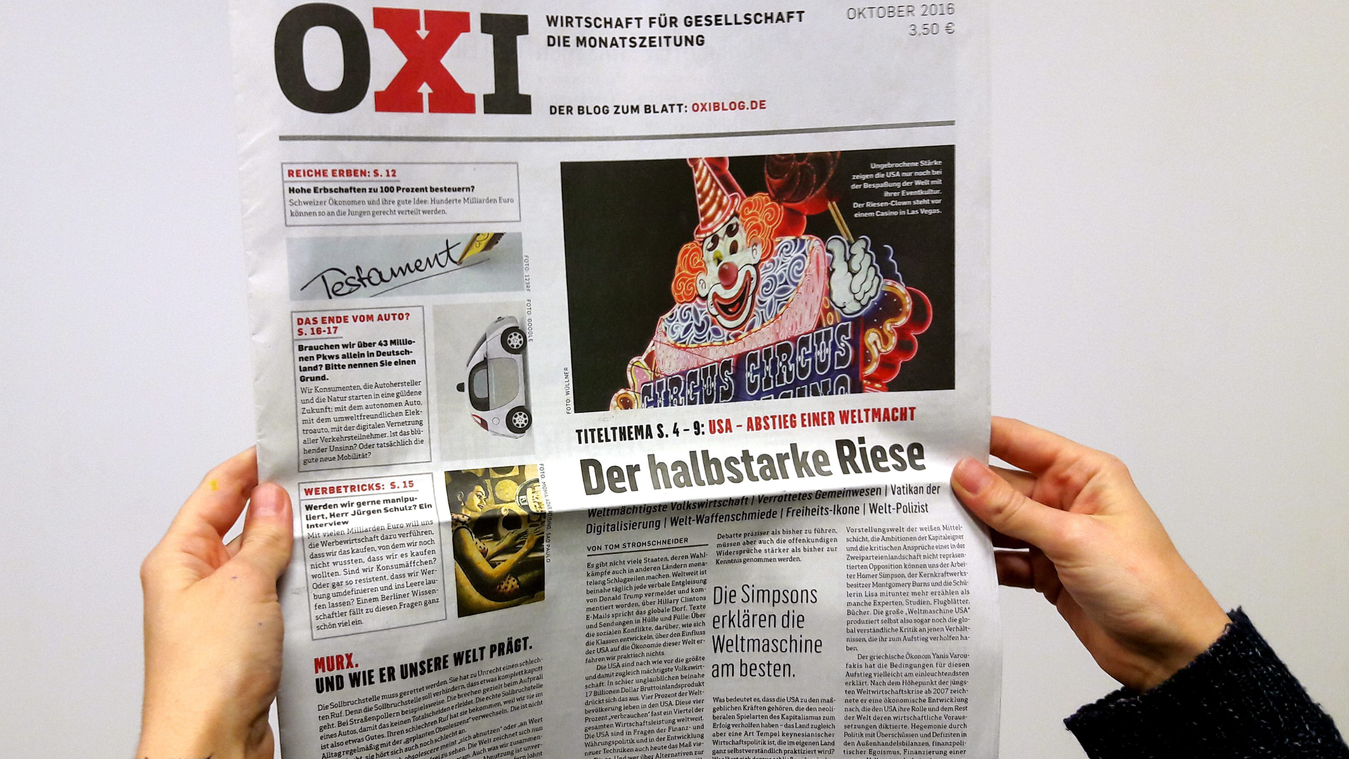 Die neue Monatszeitschrift OXI Die neue Monatszeitschrift OXI