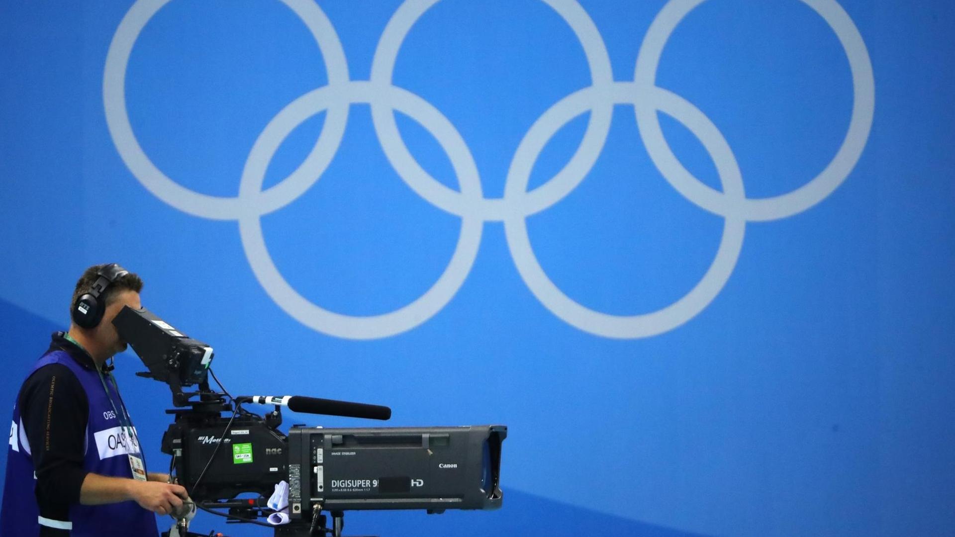 Eine TV-Kamera während der Olympischen Sommerspiel in Rio 2016