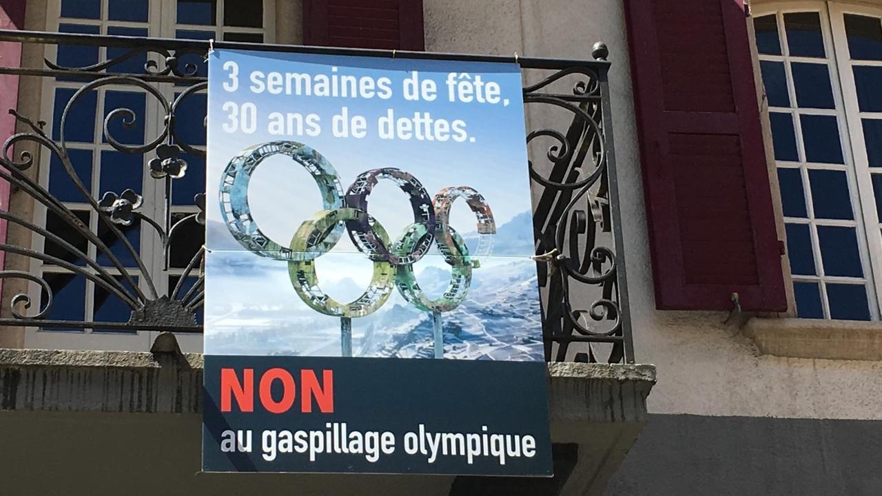 Anti-Olympia-Plakat im Wallis Anti-Olympia-Plakat im Wallis